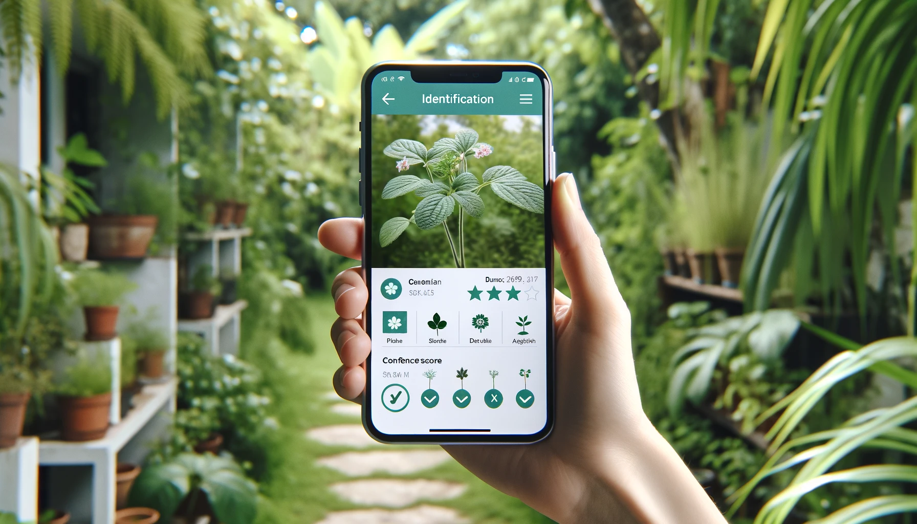 A smartphone displaying a plant identification app interface.